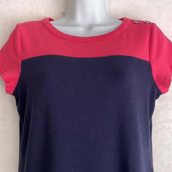 Tee Shirt Dress navy pink Talbots Small Petite - Picture 2 of 8